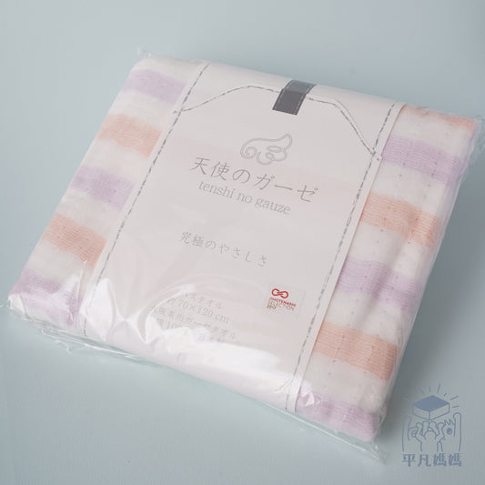 Tenshi no gauze Bath Towel 70*120cm(Orange stripes) 天系棉紗浴巾 70*120cm(橙色間條)